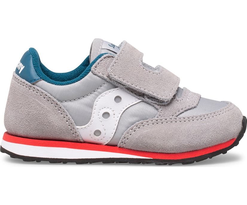 Kids\' Saucony Baby Jazz Hook & Loop Sneakers Grey / Blue / Red | Singapore 702MQZA